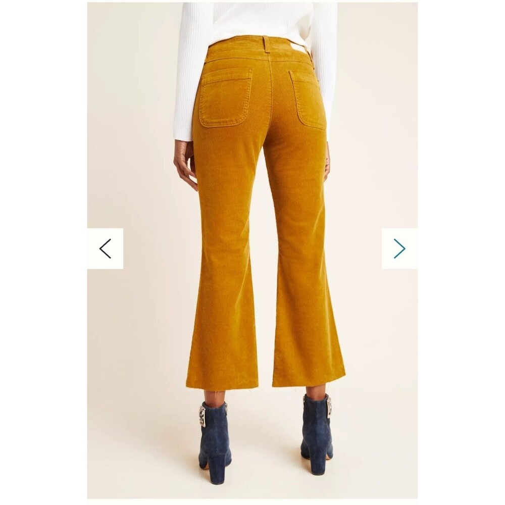 AG The Quinne High Rise Paneled Cropped Flair Jeans Size 27 Rich Crimson Raw Hem - Picture 3 of 16